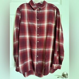 Jachs Burgundy Plaid Button Down Shirt Women’s size Large NWOT